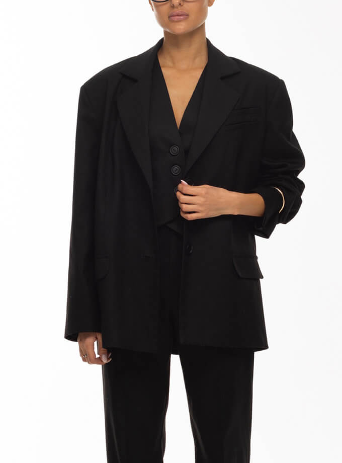 Жакет  чорний оверсайз крою класичний TWINSIS CLOTHES (TW_FS 113429)