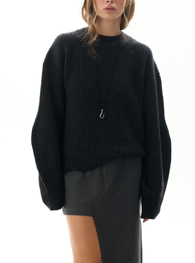 Фактурний светр з вовни ягня Antracite SAVOUR (SVR_JR-1273) - фото 13