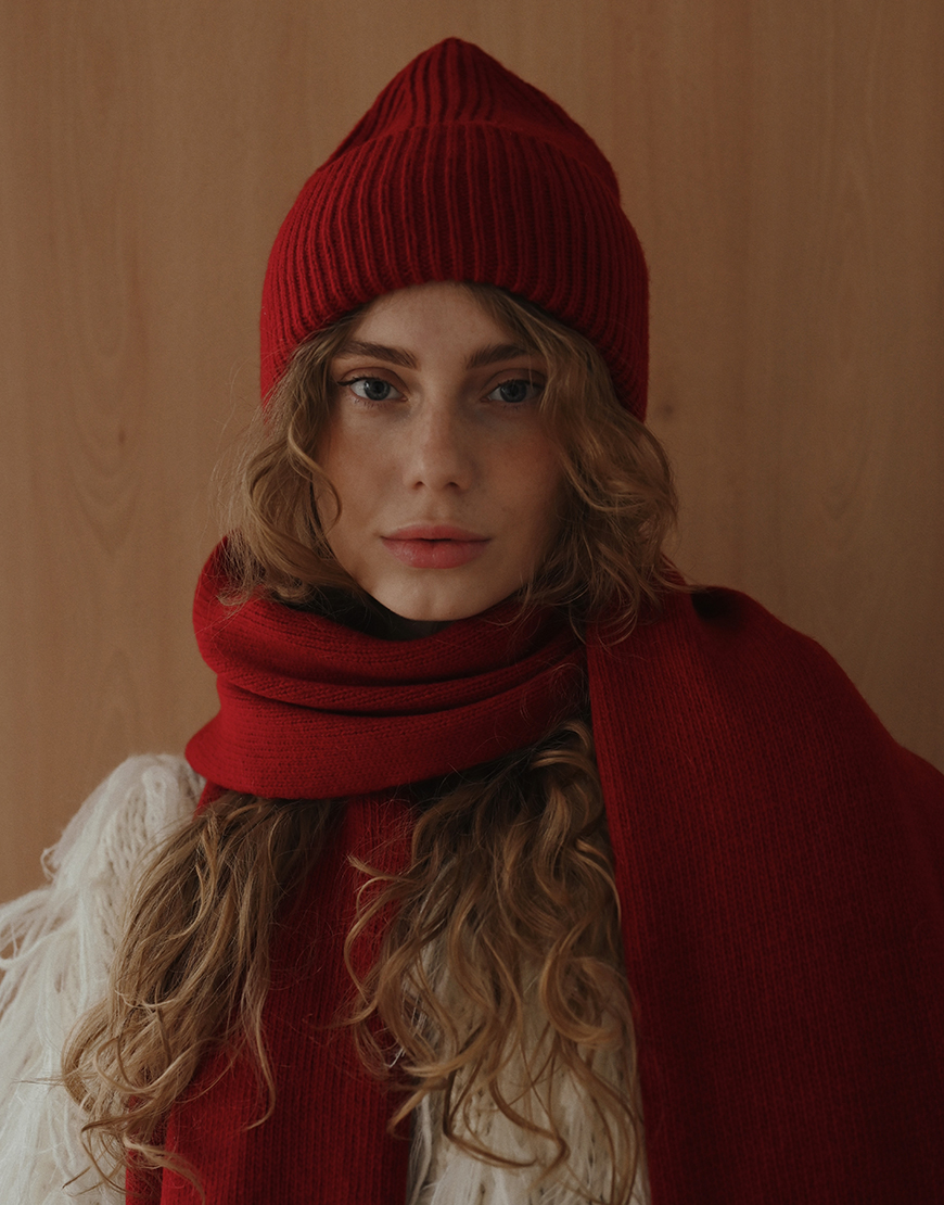 Processed with VSCO with a6 preset Шапка Basic з кашеміром - Red NYNI (NN-013-115_kapsula) - фото 4