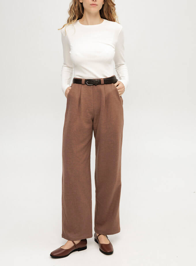 Вовняні штані бежевого кольору ANNA YAKOVENKO (AY_3883)