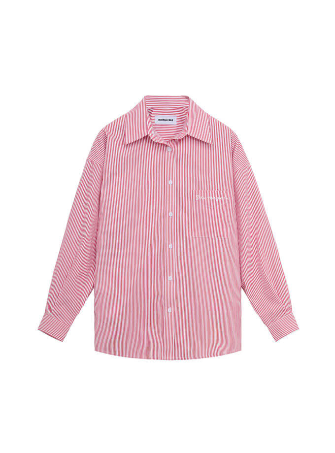 Сорочка з довгим рукавом в червону смужку NATALIA BAS (NatB_SCR2)