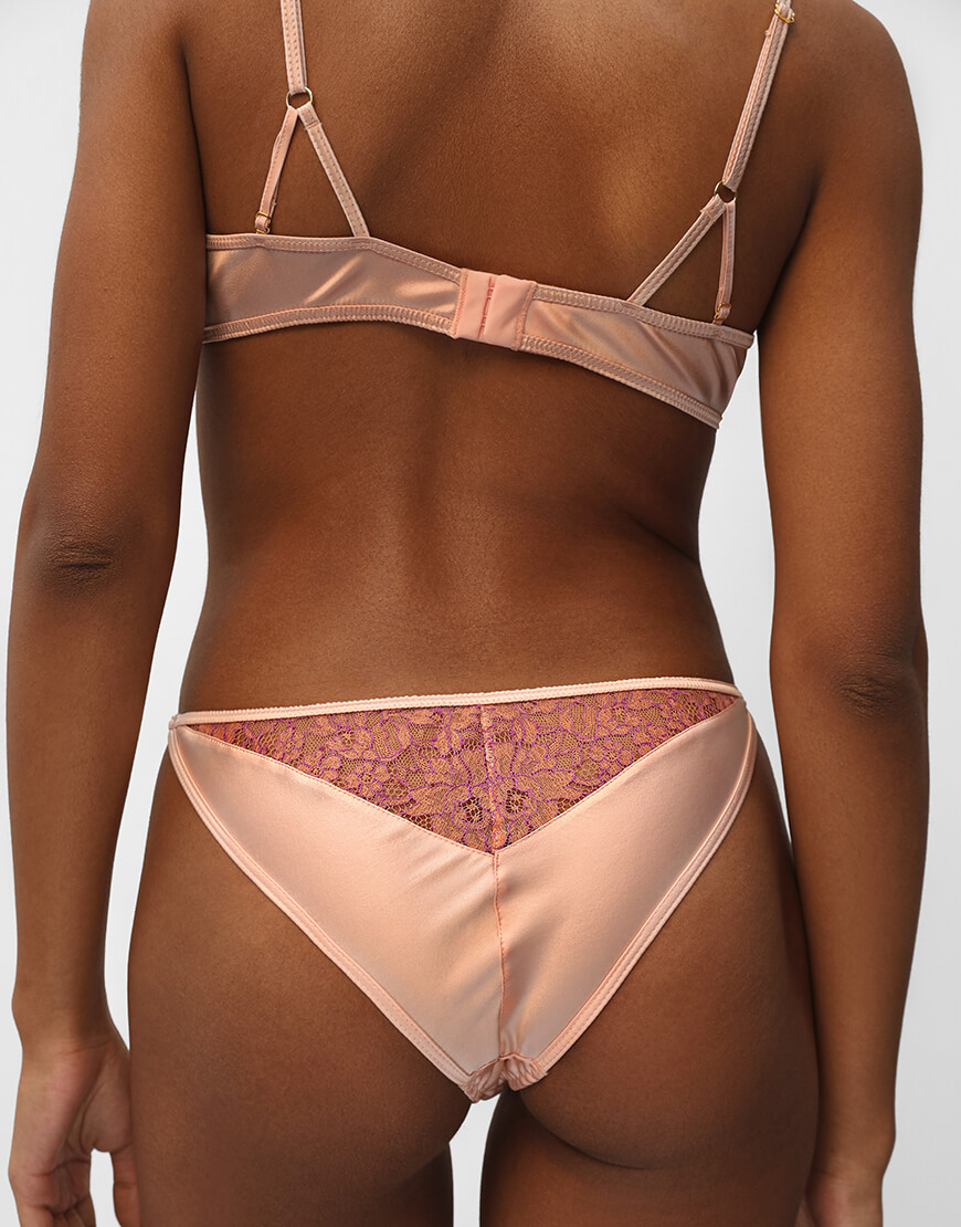 1006_2 Персикові танга із шовку та мережива PEACH PEACH LINGERIE (PP_TNPP2404) - фото 4