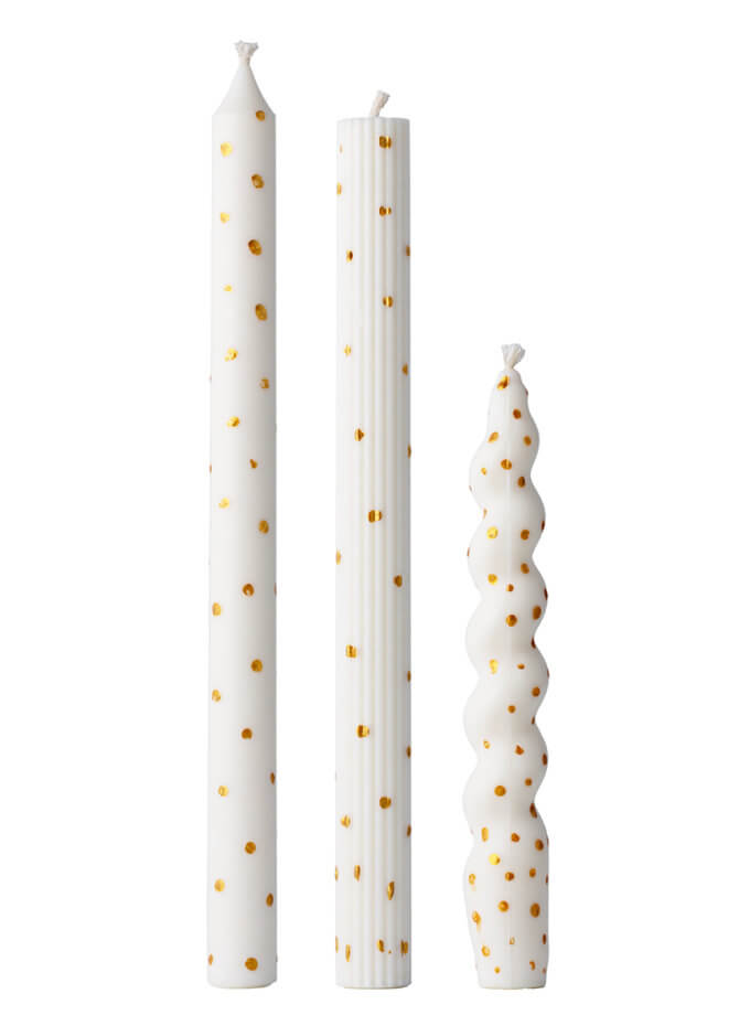 Свічки Столові - білі з золотом FIRE RABBIT (FR_021)