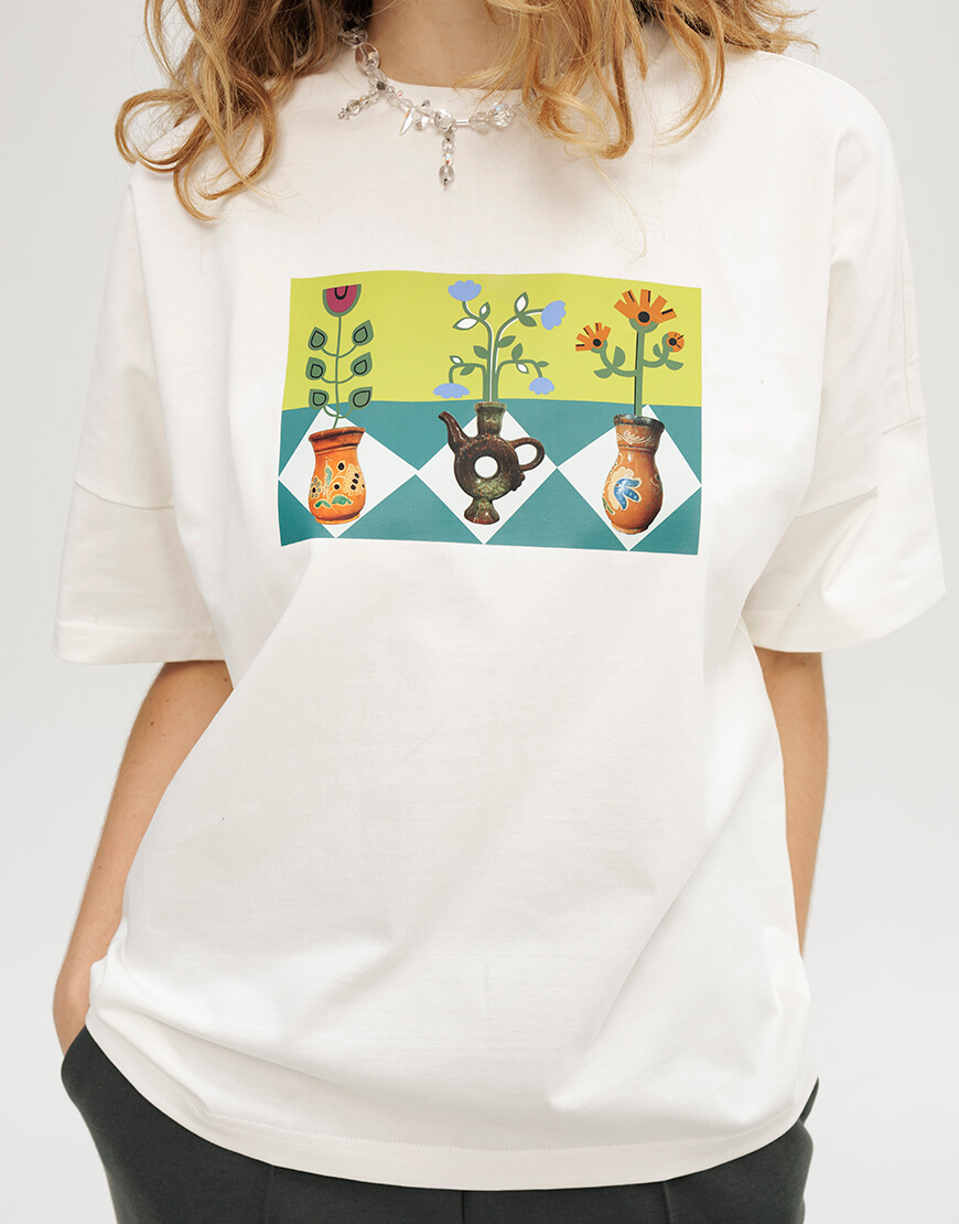 3898-2 Футболка білого кольору ANNA YAKOVENKO (AY_3900) - фото 2