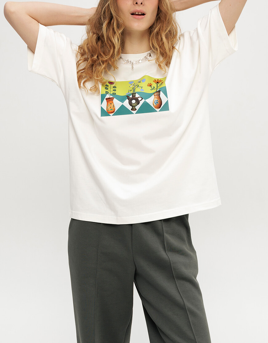 3898-3 Футболка білого кольору ANNA YAKOVENKO (AY_3900) - фото 3