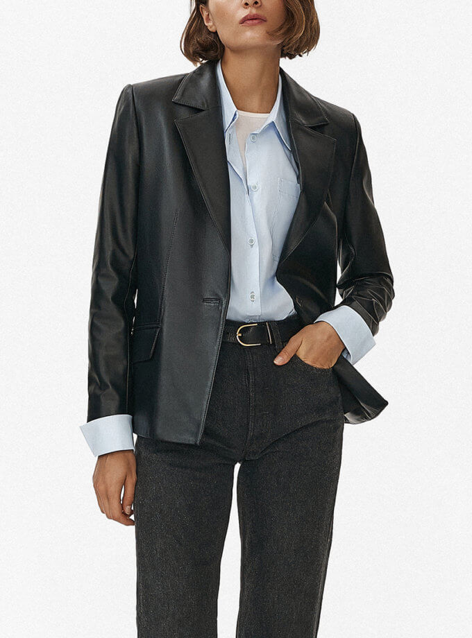 Чорний шкіряний жакет THE ESSENCE (ESSNCE_TE-102)