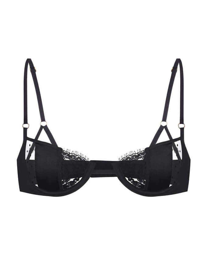 Чорний балконет із шовку PEACH PEACH LINGERIE (PP_BLPB2401)