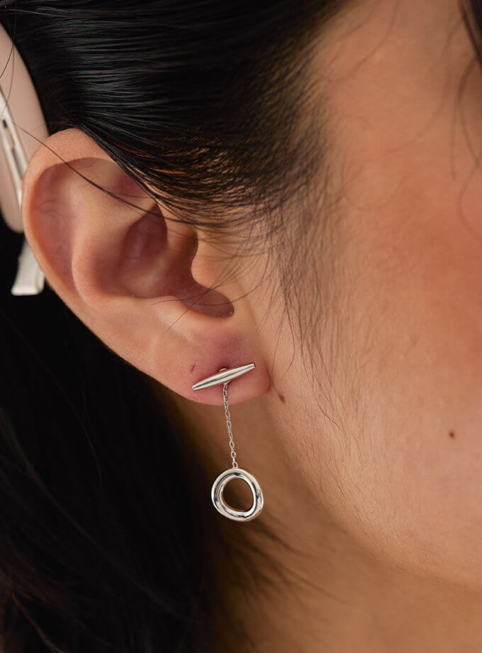 Сережки-трансформери Ола в покритті білим родієм ORXATA.JEWELRY (ORX_earrings_ola_white)