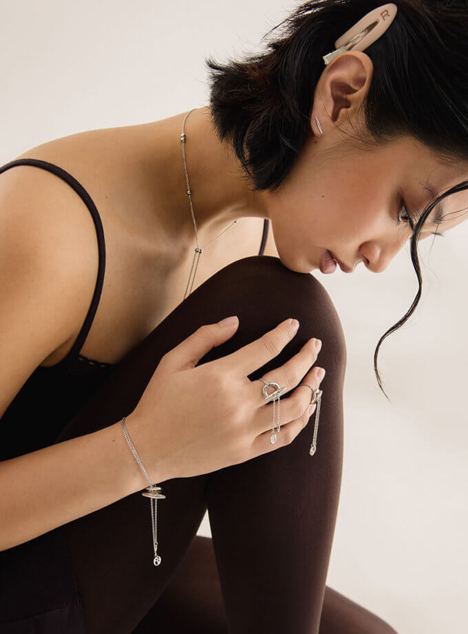 Каблучка-трансформер Ола в покритті білим родієм ORXATA.JEWELRY (ORX_ring_ola_white)