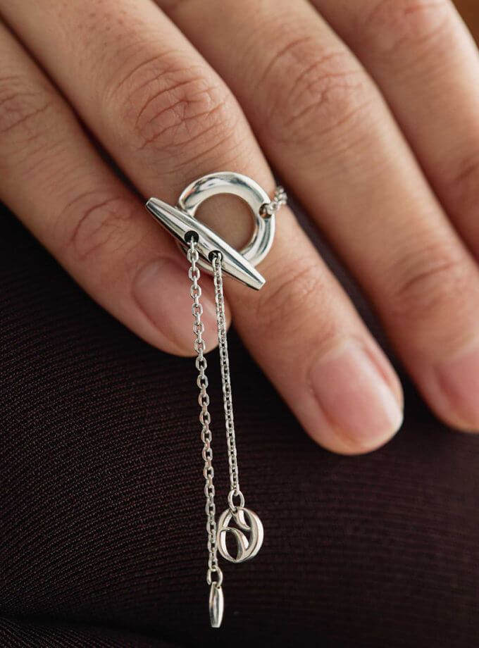 Каблучка-трансформер Ола в покритті білим родієм ORXATA.JEWELRY (ORX_ring_ola_white)