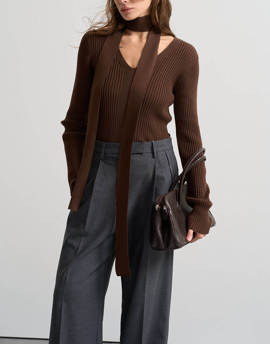 savour1969_resized Лонгслів з шаликом шоколад SAVOUR (SVR_JR-1285)