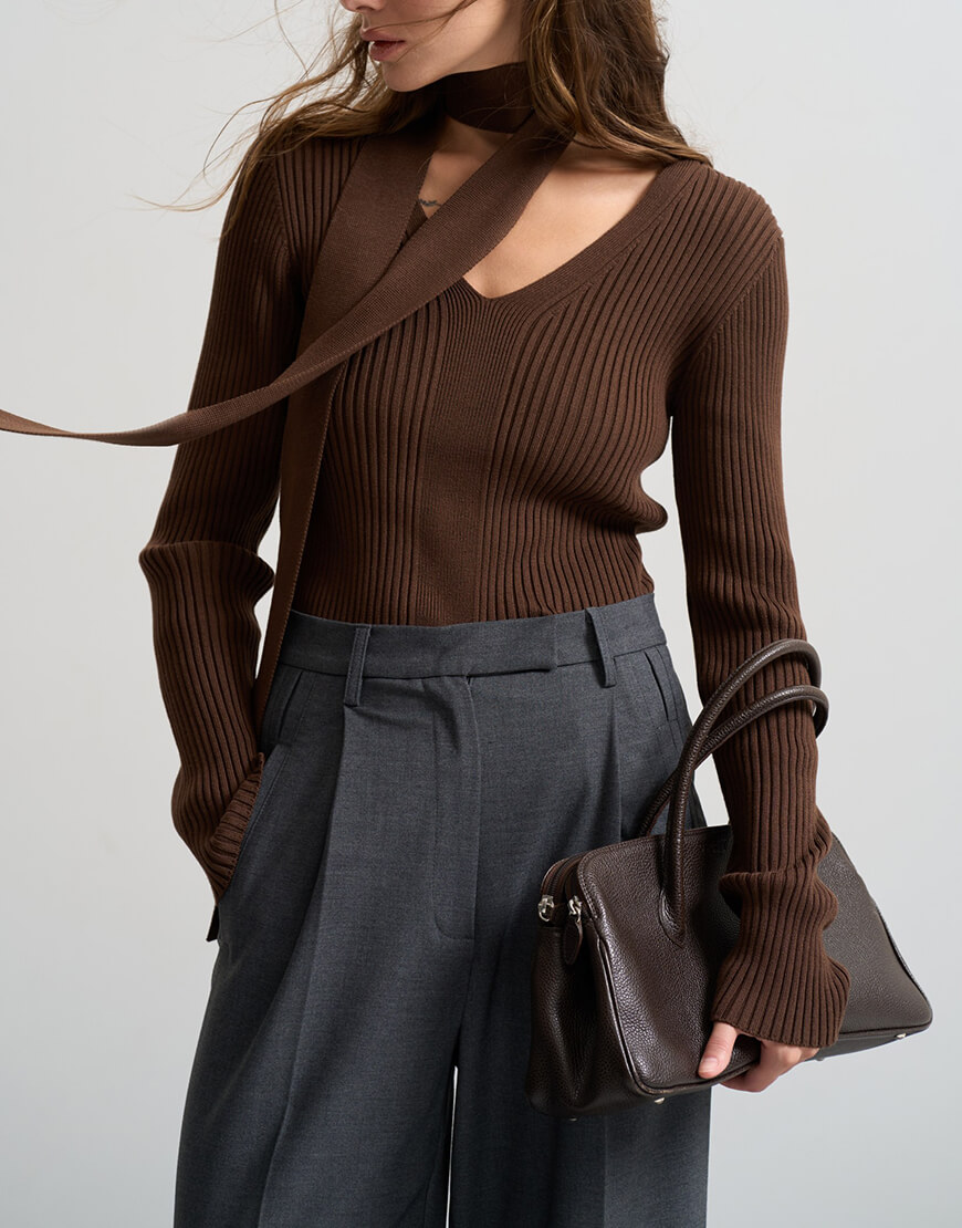 savour1984_resized Лонгслів з шаликом шоколад SAVOUR (SVR_JR-1285) - фото 2