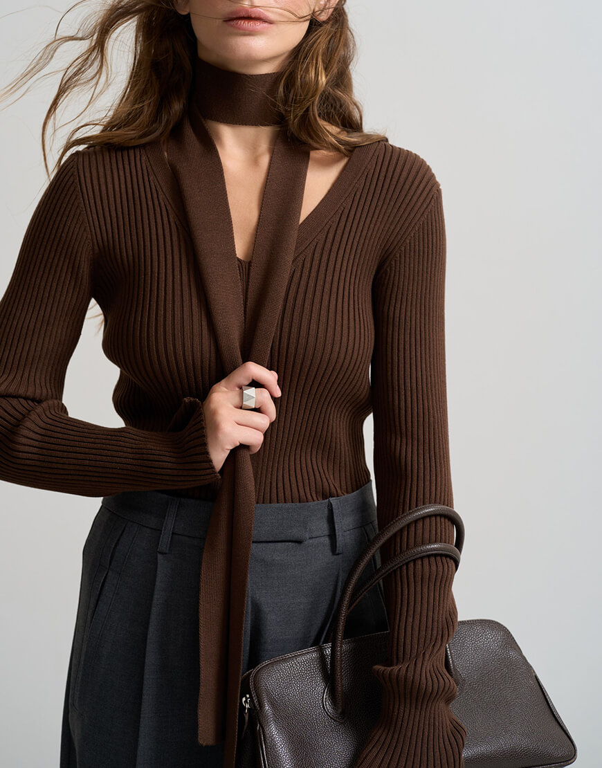 savour2003_resized Лонгслів з шаликом шоколад SAVOUR (SVR_JR-1285) - фото 4