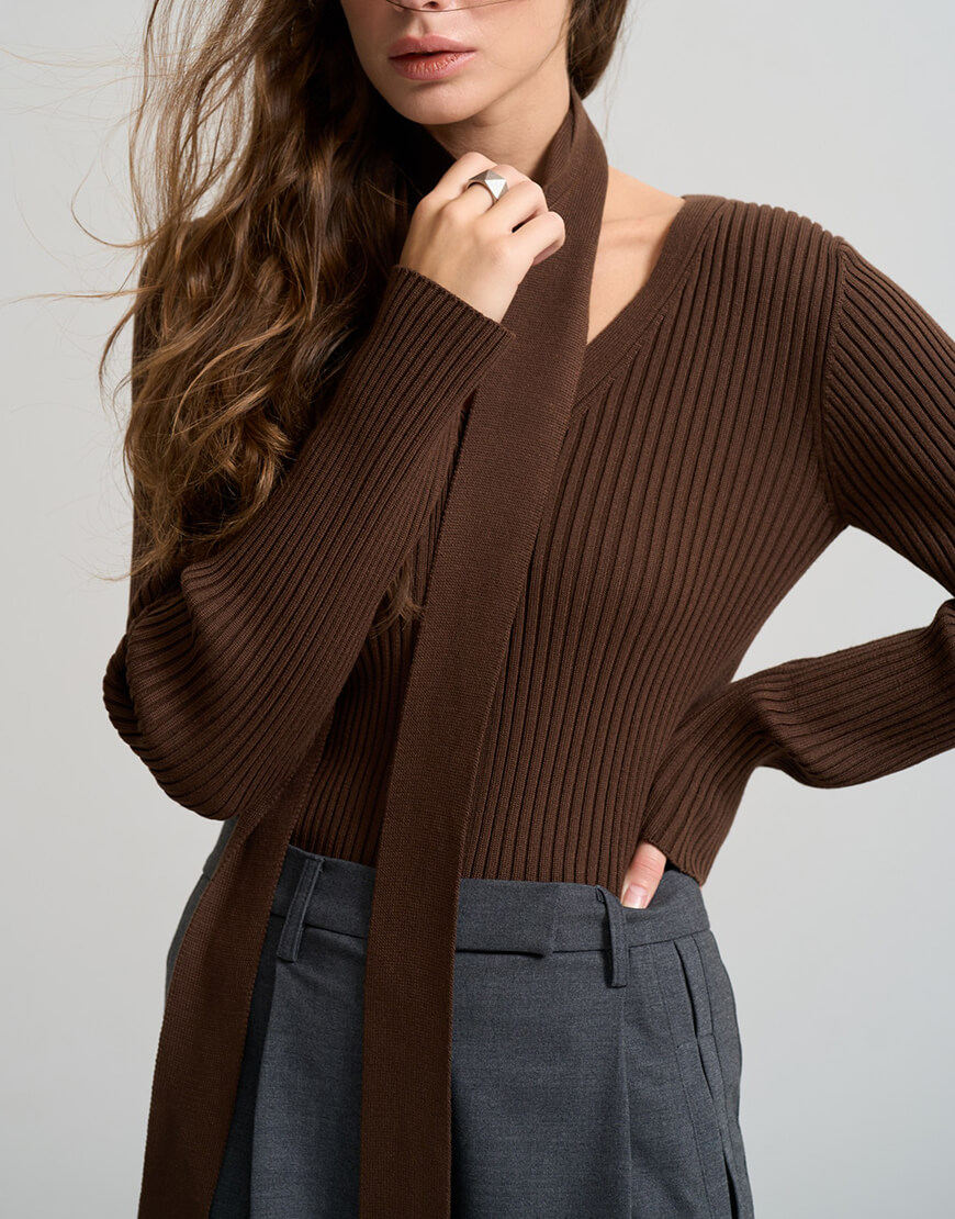 savour2052_resized Лонгслів з шаликом шоколад SAVOUR (SVR_JR-1285) - фото 5