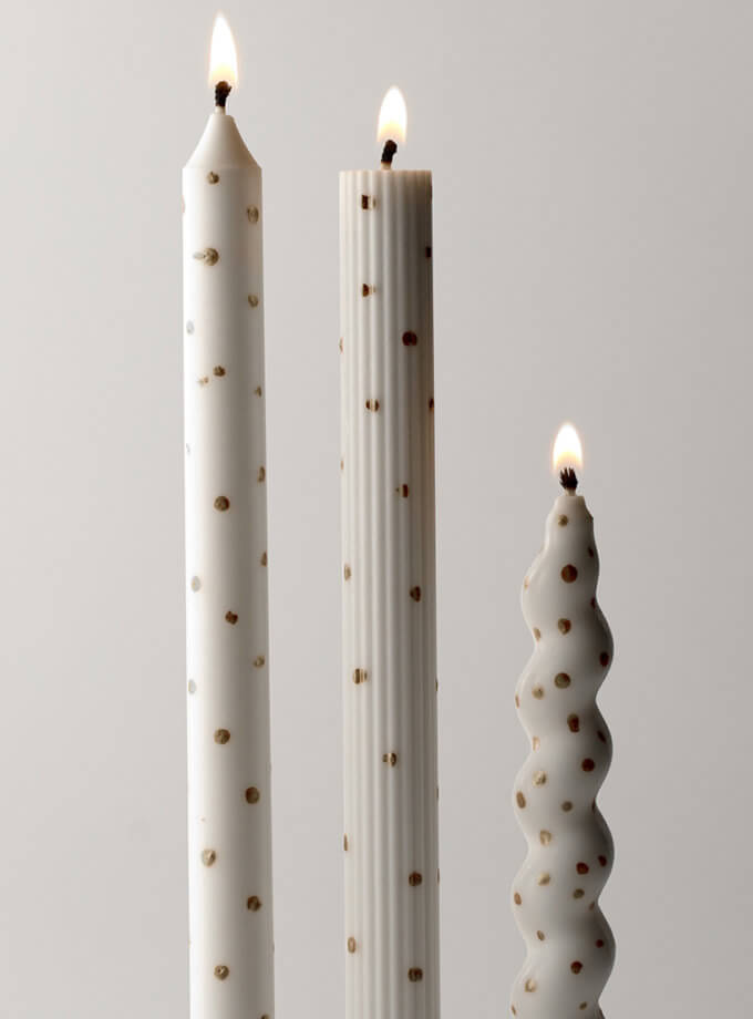 Свічки Столові - білі з золотом FIRE RABBIT (FR_021)