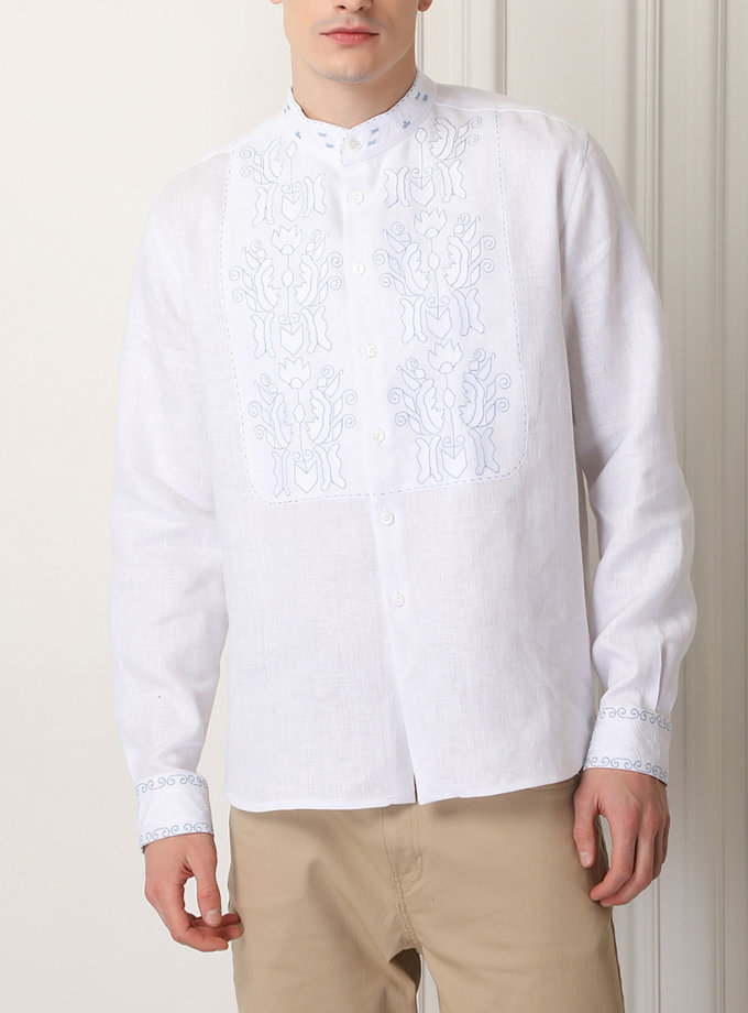 Січ біла сорочка з блакитною вишивкою FOBERINI (FOBERI_SS19072)