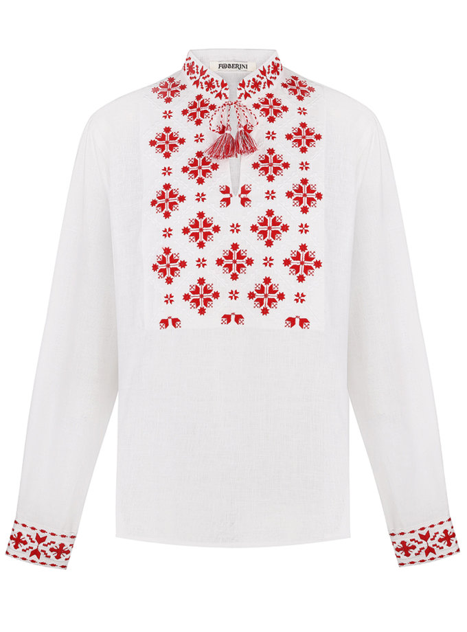 Остер біла сорочка з червоною вишивкою FOBERINI (FOBERI_SS22106)