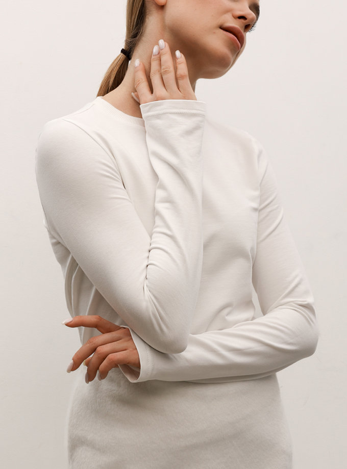 Лонгслів з вишивкою лого білий LiSOLODKA (LS_0002_25)