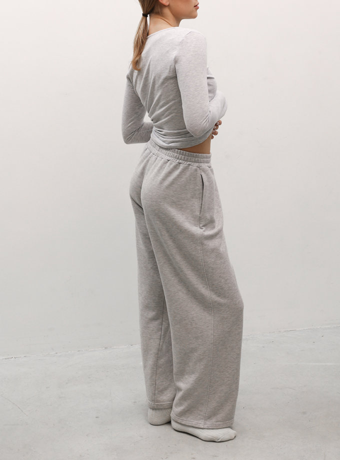 Штани кльош на флісі сірий меланж LiSOLODKA (LS_0009_25)