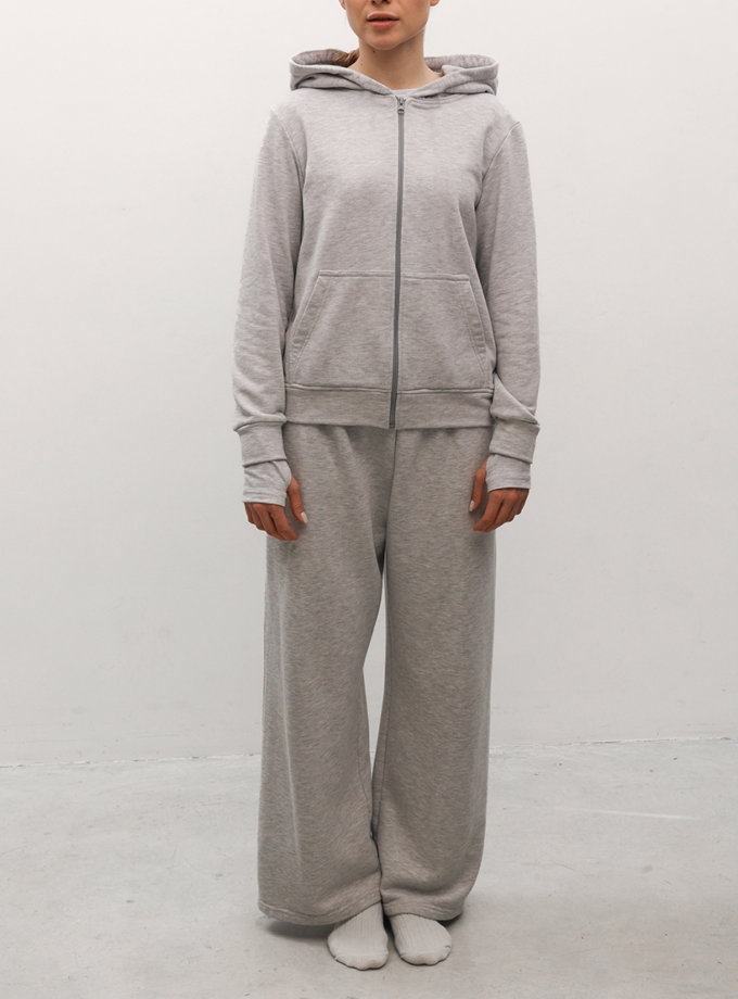 Штани кльош на флісі сірий меланж LiSOLODKA (LS_0009_25)