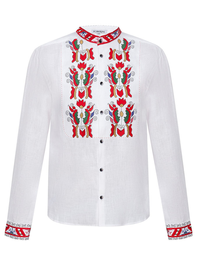 Січ біла сорочка з кольоровою вишивкою FOBERINI (FOBERI_SS19085)