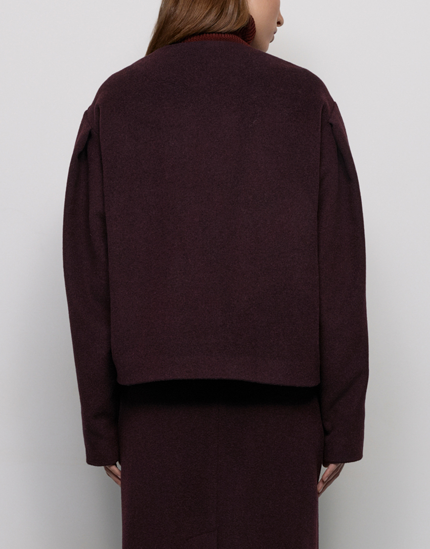 Evoto Коротке пальто з вовни - Бордове WKMF (WKMF_237_1) - фото 3