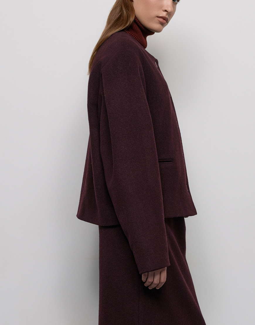 Evoto Коротке пальто з вовни - Бордове WKMF (WKMF_237_1) - фото 4
