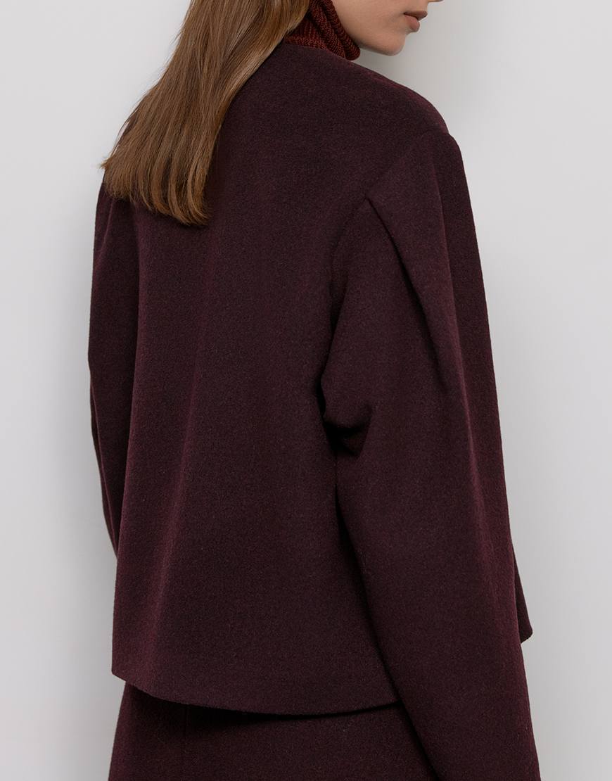 Evoto Коротке пальто з вовни - Бордове WKMF (WKMF_237_1) - фото 5