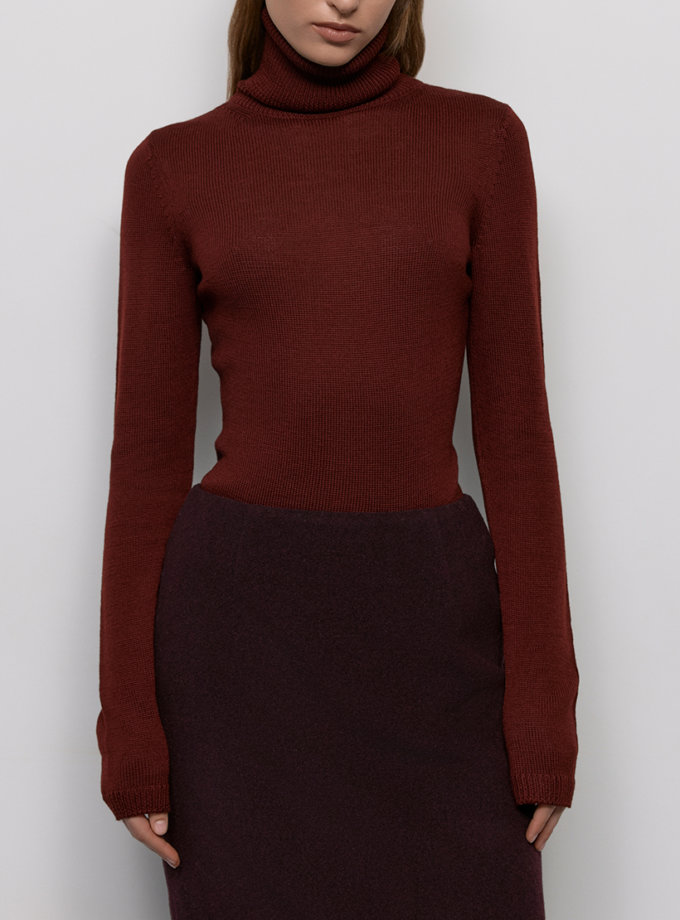 Светр з високою горловиною - Бордовий WKMF (WKMF_250_1)