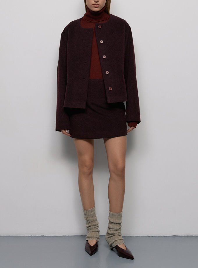 Спідниця міні з вовни - Бордова WKMF (WKMF_239_1)