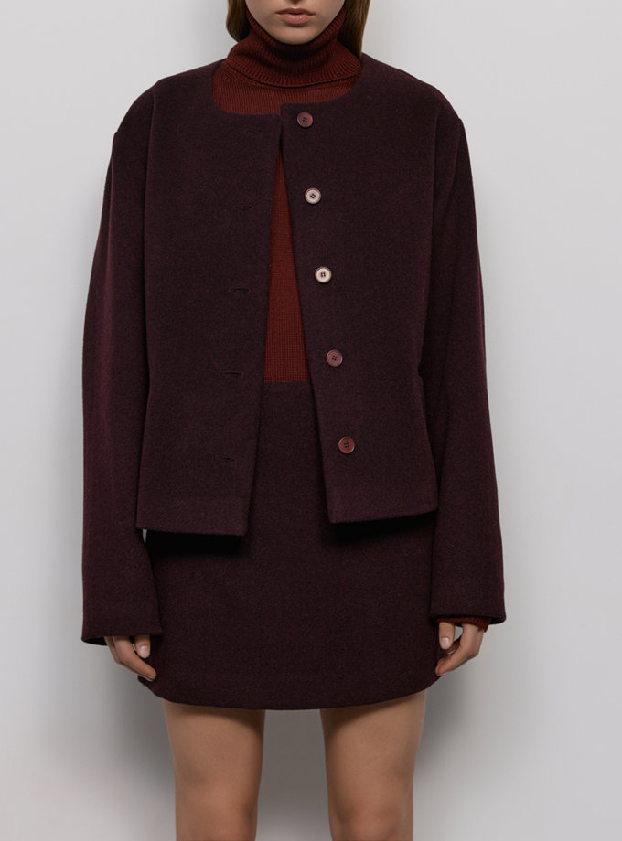 Спідниця міні з вовни - Бордова WKMF (WKMF_239_1)