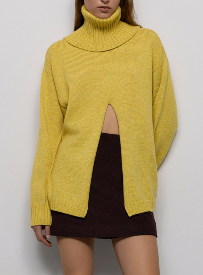 Светр з розрізом - Жовтий WKMF (WKMF_243_1)