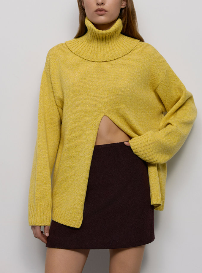 Светр з розрізом - Жовтий WKMF (WKMF_243_1)