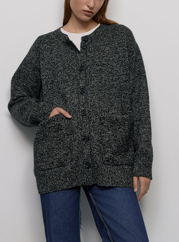 Довгий кардиган - Чорно-білий WKMF (WKMF_249_2)