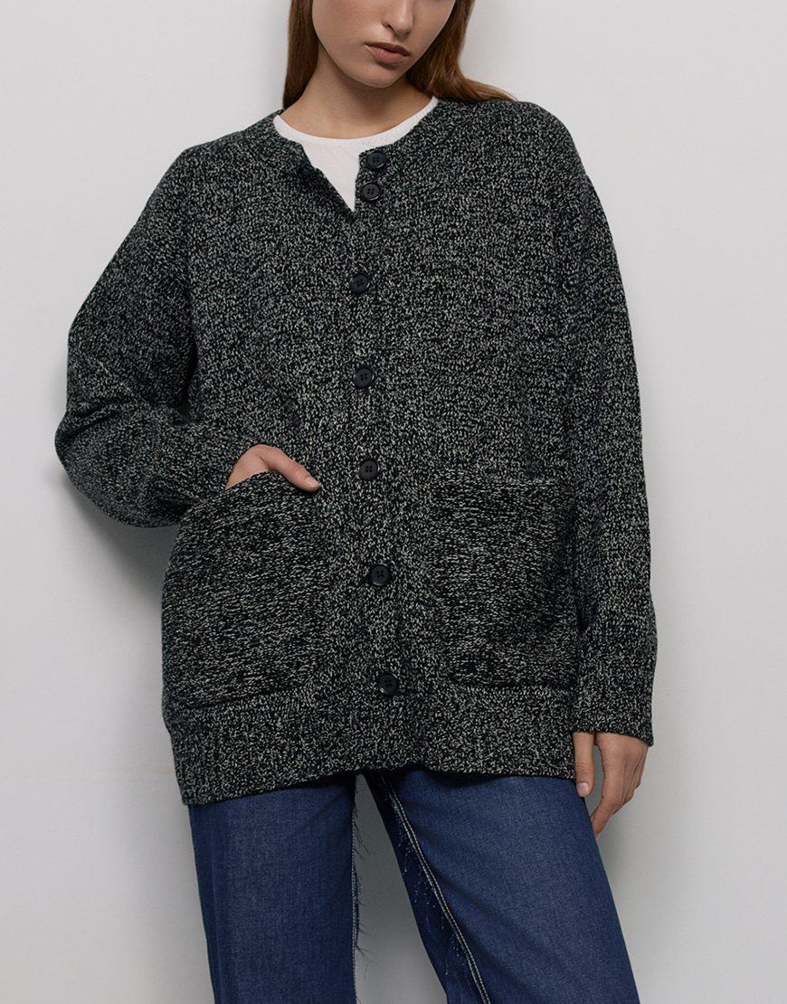 Evoto Довгий кардиган - Чорно-білий WKMF (WKMF_249_2) - фото 2