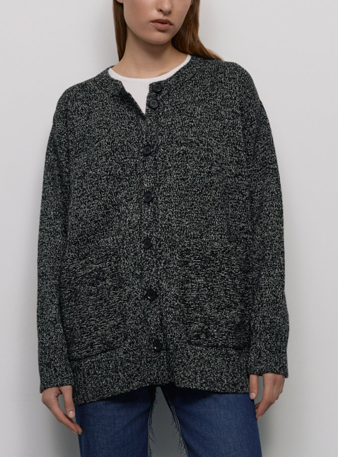 Довгий кардиган - Чорно-білий WKMF (WKMF_249_2)