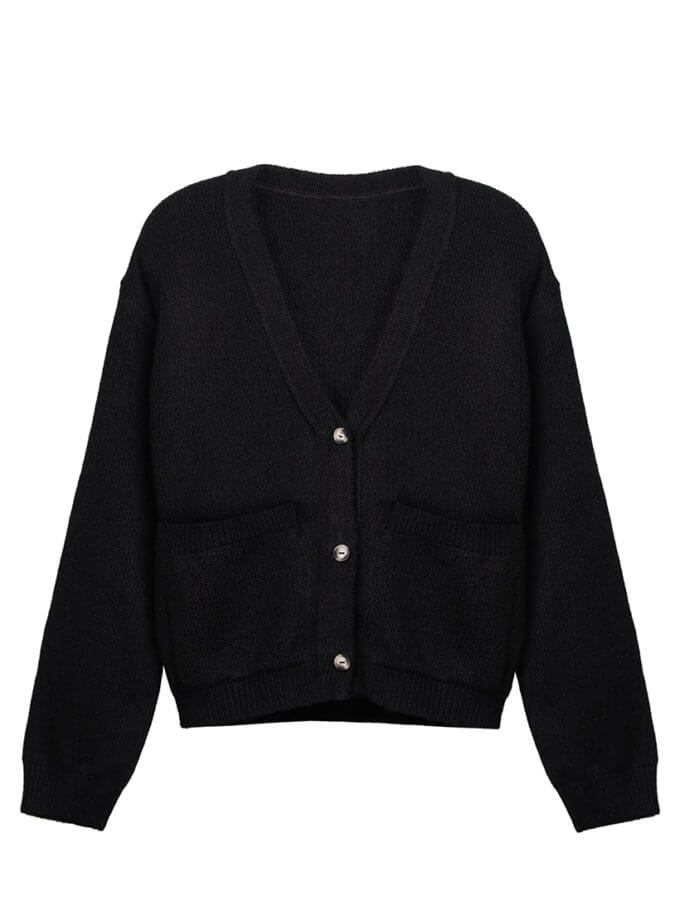 Чорний кардиган з V-вирізом IRARO (IR_FW24_CV_018)