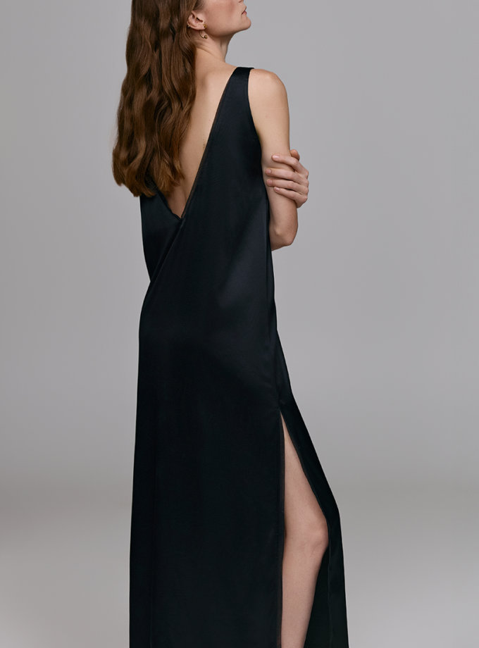 Сукня максі з розрізами - Чорна WKMF (WKMF_228_2)