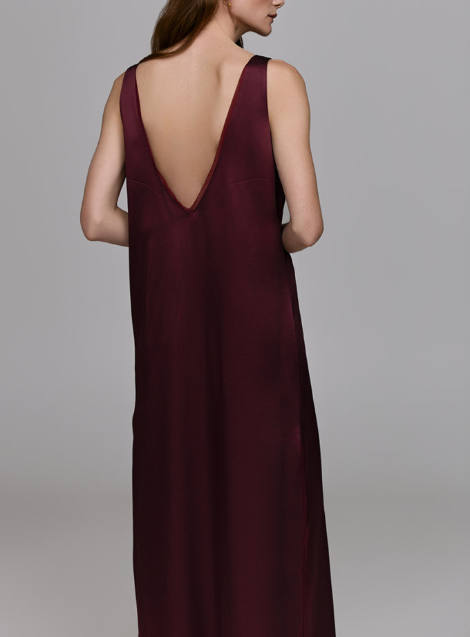 Сукня максі з розрізами - Бордова WKMF (WKMF_228_1)