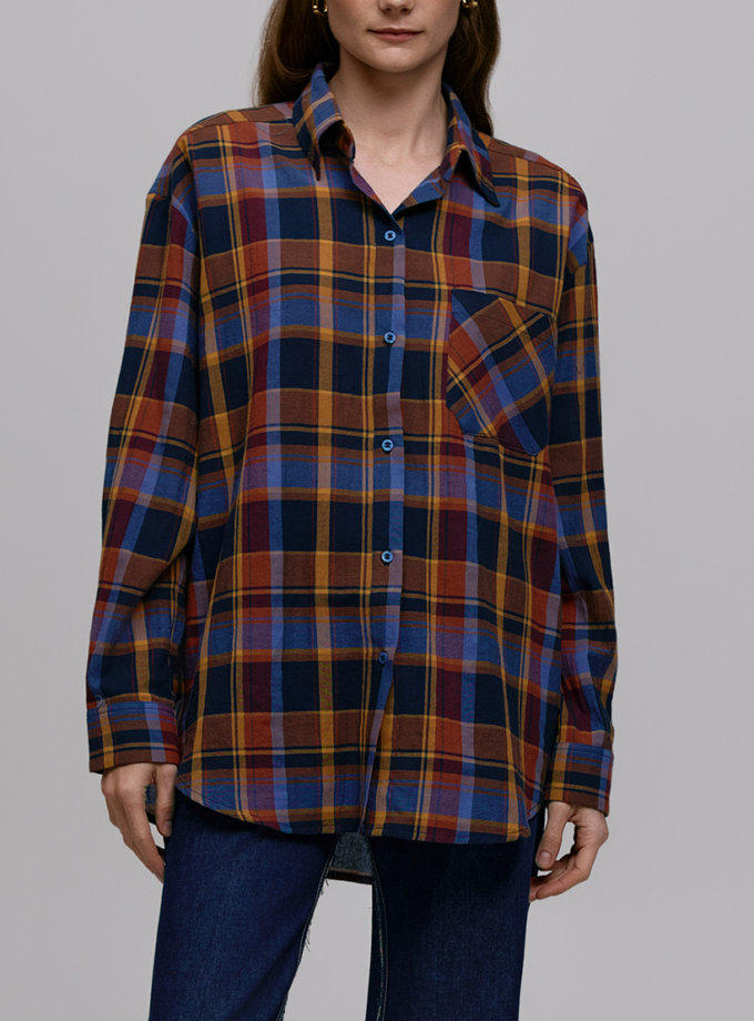 Сорочка в клітинку - Помаранчево -синя WKMF (WKMF_231_1)