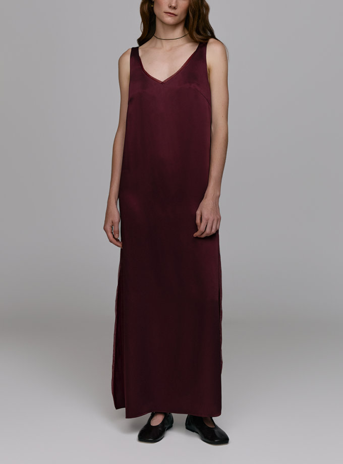 Сукня максі з розрізами - Бордова WKMF (WKMF_228_1)