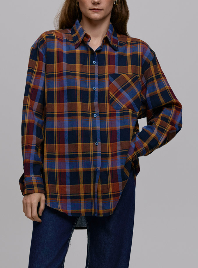 Сорочка в клітинку - Помаранчево -синя WKMF (WKMF_231_1)