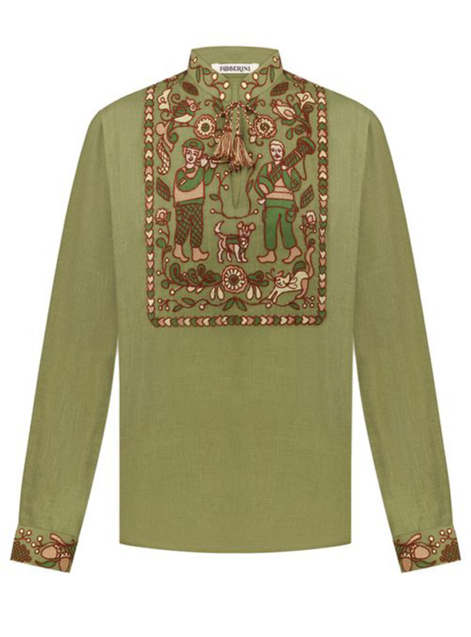 Вишита історія хакі сорочка FOBERINI (FOBERI_SS23105)
