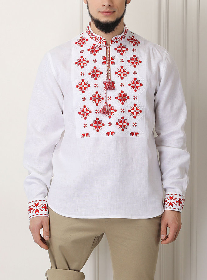 Остер біла сорочка з червоною вишивкою FOBERINI (FOBERI_SS22106)