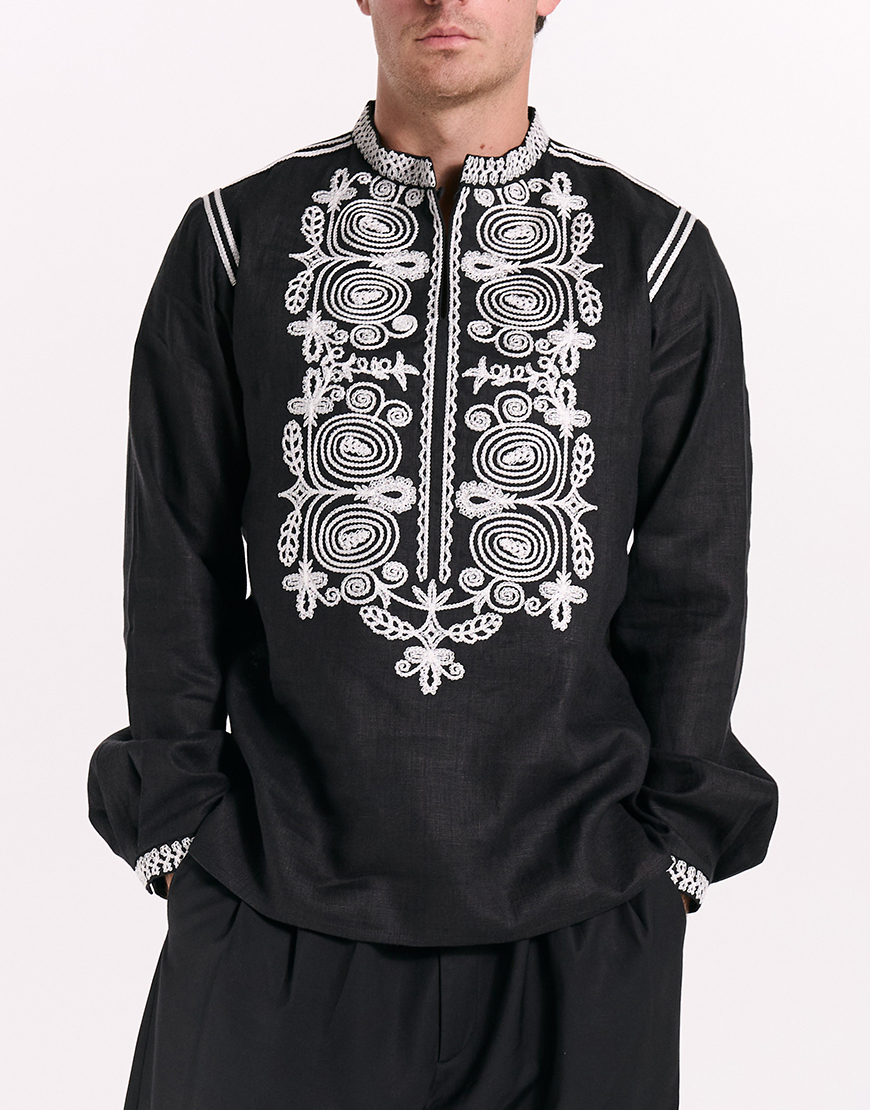 bocont0006 — копия Вишиванка Отаман чорна EMBROIDERED GEM (EMR_2023_6)
