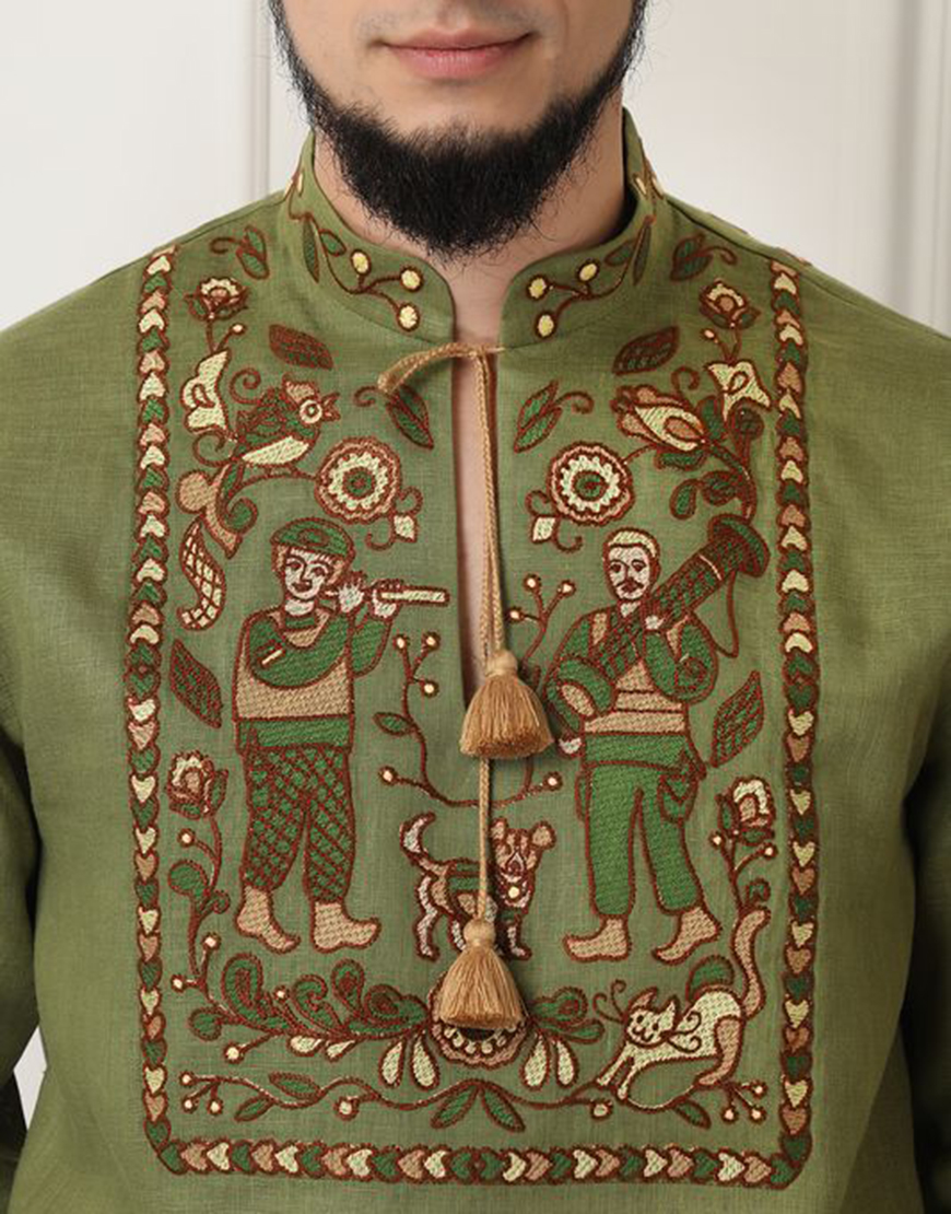 k6wy9ugg Вишита історія хакі сорочка FOBERINI (FOBERI_SS23105) - фото 5