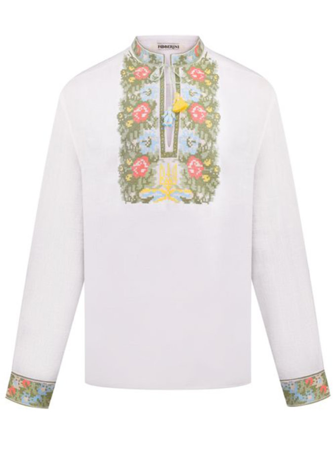 Тризуб біла сорочка з ніжною вишивкою FOBERINI (FOBERI_SS23113)