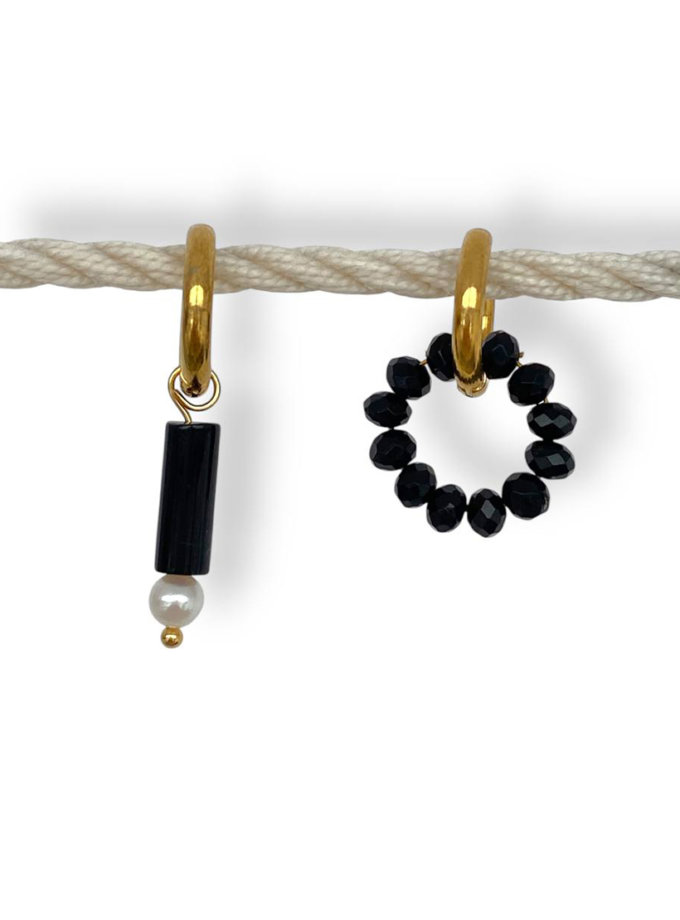 Сережки асиметричні з чорним оніксом NSTONE (NST_NS1-1)