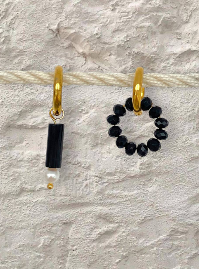 Сережки асиметричні з чорним оніксом NSTONE (NST_NS1-1)