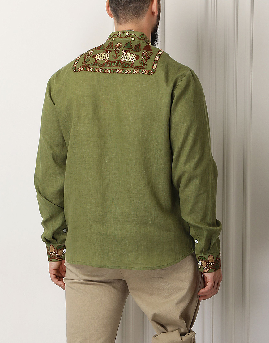 wTsgAfgg Вишита історія хакі сорочка FOBERINI (FOBERI_SS23105) - фото 6